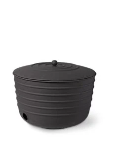 Matte Black Ribbed Hose Pot With Lid -Garden Care Sale 8611991 5867 tif