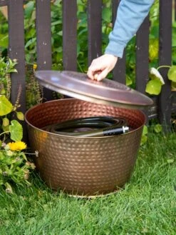 Hammered Copper Hose Pot With Lid -Garden Care Sale 8613311 0010