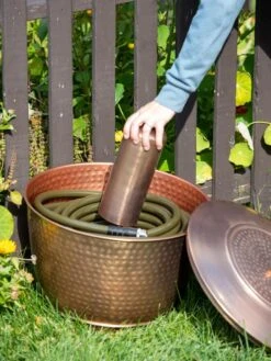Hammered Copper Hose Pot With Lid -Garden Care Sale 8613311 0019